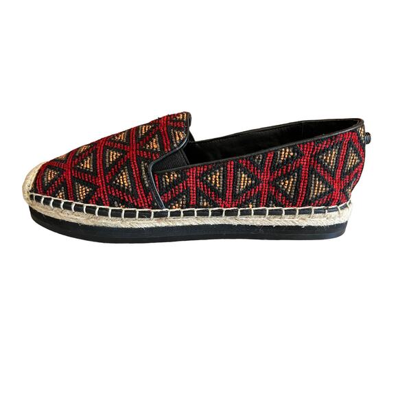 Botkier Sara Kilim Aztec print Platform Espadrille Shoes Red 8.5 - Picture 1 of 8